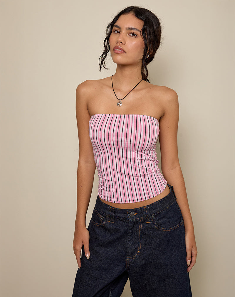 Imagen de Shaelo Bandeau Top en Raya Rosa
