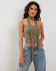 Imagen de Shaloe Conjunto de top bandeau y pañuelo en mini cocodrilo Tan