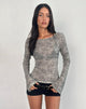 Imagen de Sheiza Top de manga larga en malla transparente Gris