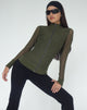 imagen de Hanbin Zip Up Jumper in Mesh Olive