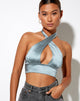 Imagen de Silta Crop Top de satén azul claro