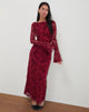 Imagen de Slokya Maxi Vestido de Manga Larga en Enredadera Floral Flock Cherry
