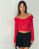 Imagen de Soka Bardot Frill Top de Encaje Rojo