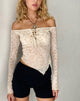 Imagen de Sola Bardot Top en Flock Floral Beige Dainty