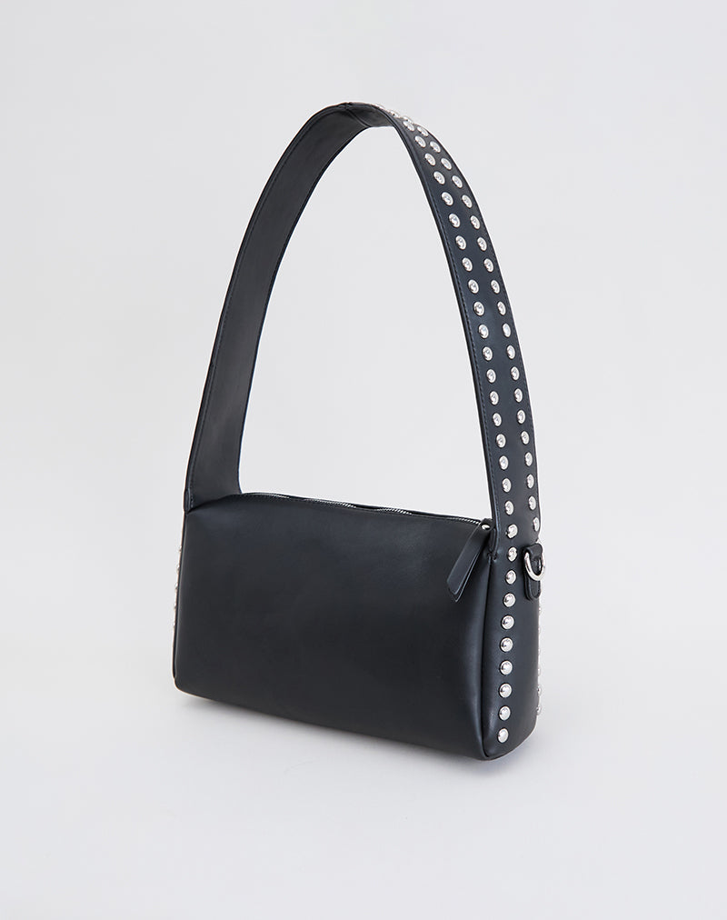 Bolso de hombro con tachuelas en negro