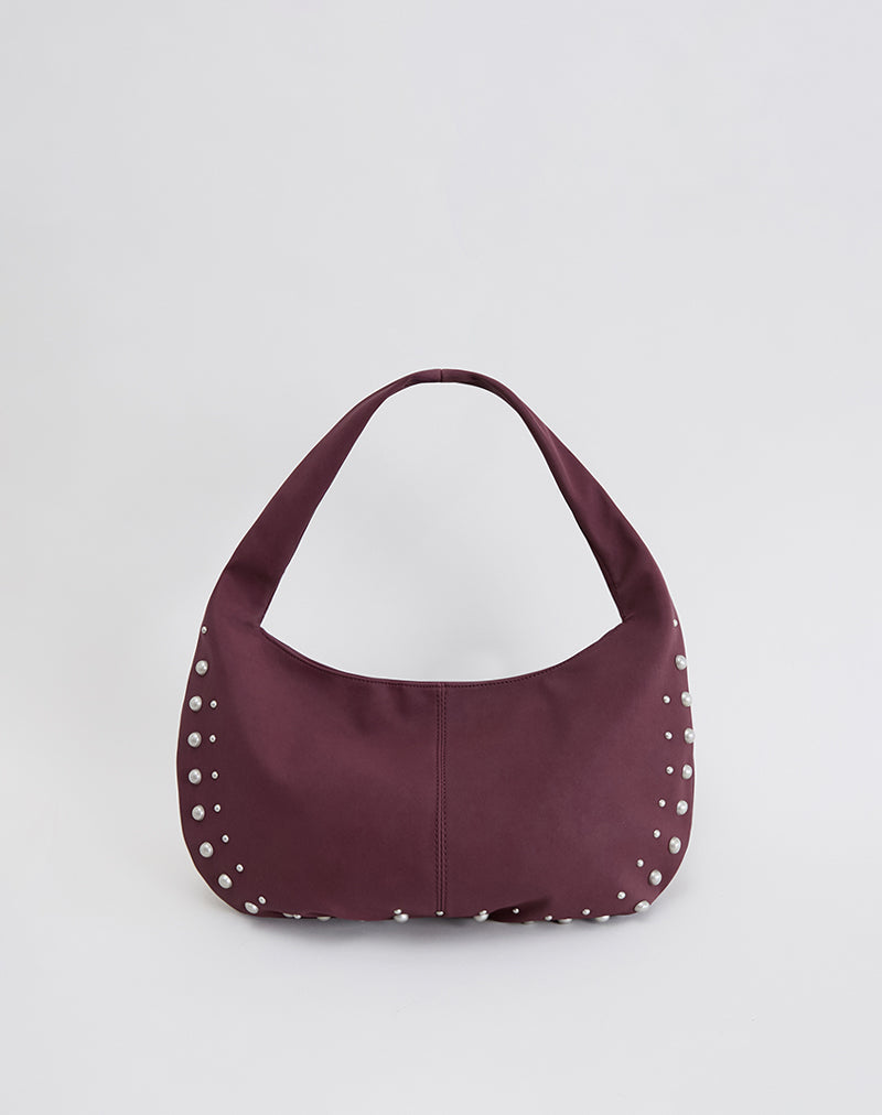 Bolso Slouch con Tachuelas en Borgoña