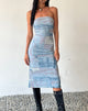 Imagen de MOTEL X JACQUIE Suki Bandeau Midi Dress in Mesh Abstract Paint Brush Azul