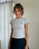 Imagen de Suti Tee in Grey Marl with Cobalt Blue Bow Embroidery