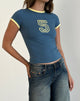 Imagen de Sutin Tee in Blue with 5 Emblem and Yellow Lemonade Binding