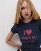 Imagen de Sutin Tee in Navy with Red I Love Annual Leave Graphic