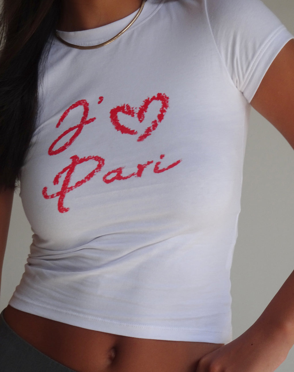 Camiseta Sutin Baby en blanco con gráfico I Love Pari