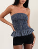 Imagen de Sutisna Bandeau Top en raya índigo Azul oscuro