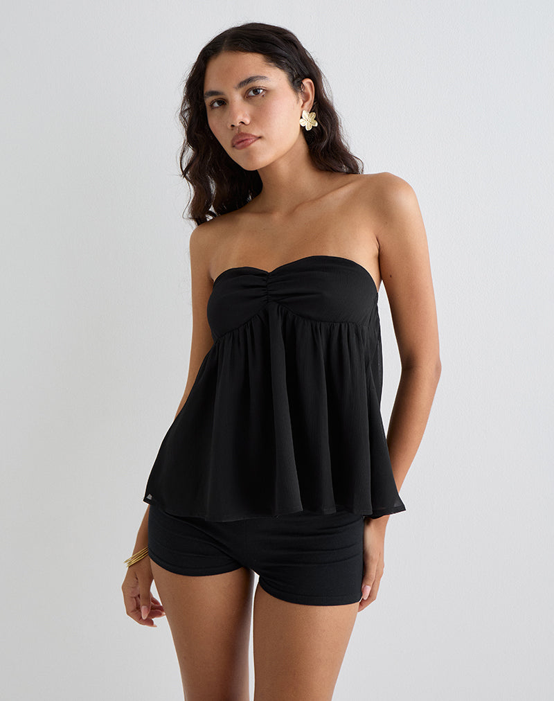 Imagen de Setsuko Bandeau Longline Top Negro