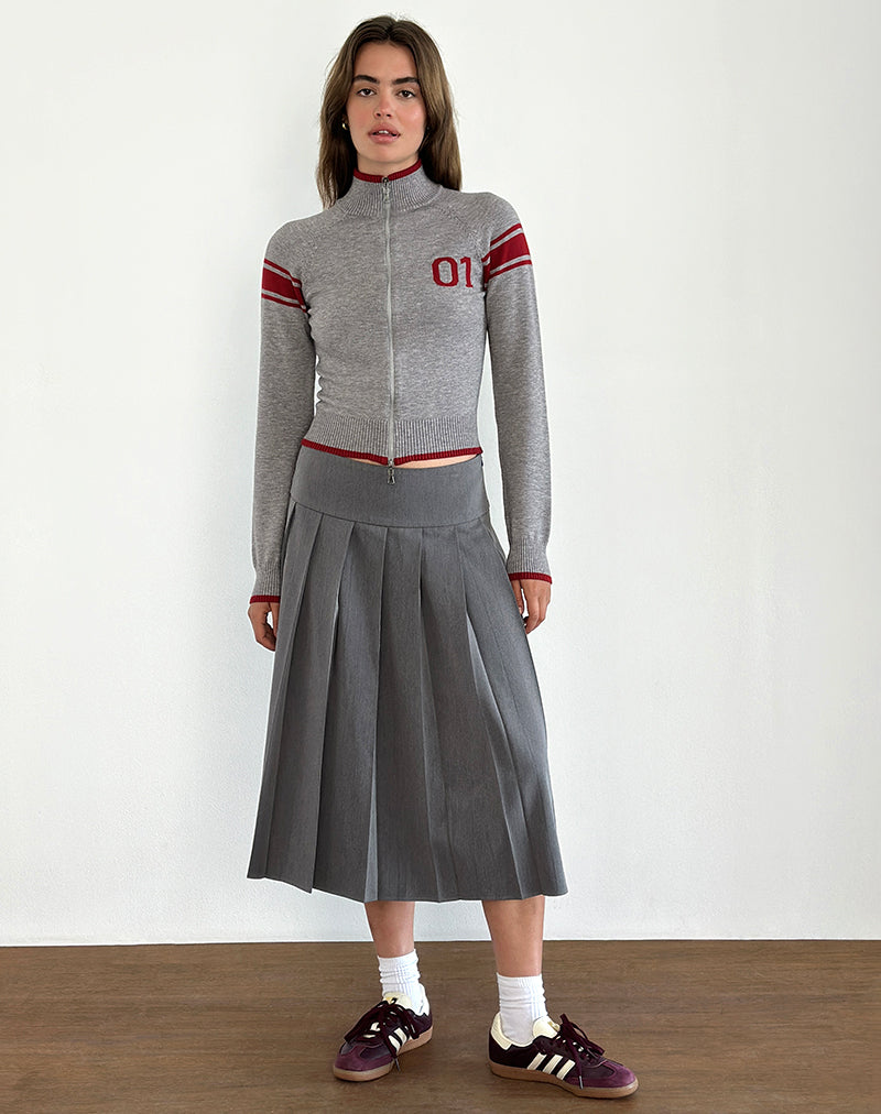 Chaqueta Tacita Gris con Motivo Rojo