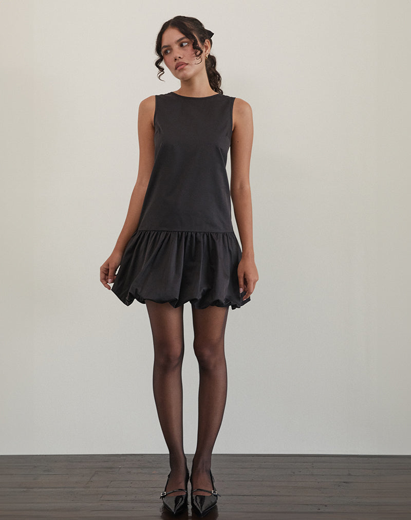 Tamilo Bubble Hem Mini Vestido en Negro