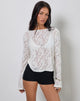 Imagen de Turvi Top con cuello barco en punto jacquard Marfil
