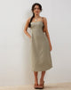 Imagen de Una Distressed Hem Midi Slip Dress in Slate Green Linen