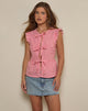 Imagen de Vataka Tie Front Top In Mini Gingham Peach