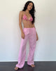 Imagen de Wasic Pantalones anchos de lino en rosa flamingo