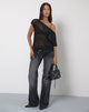 Imagen de Weavora Slash Neck Top in Open Knit Negro