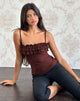 Imagen de Wendy Ruffle Cami Top en Argyle Mesh Marrón