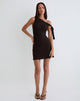 Imagen de Xeenia Mini Vestido con un Hombro en Marrón Chocolate