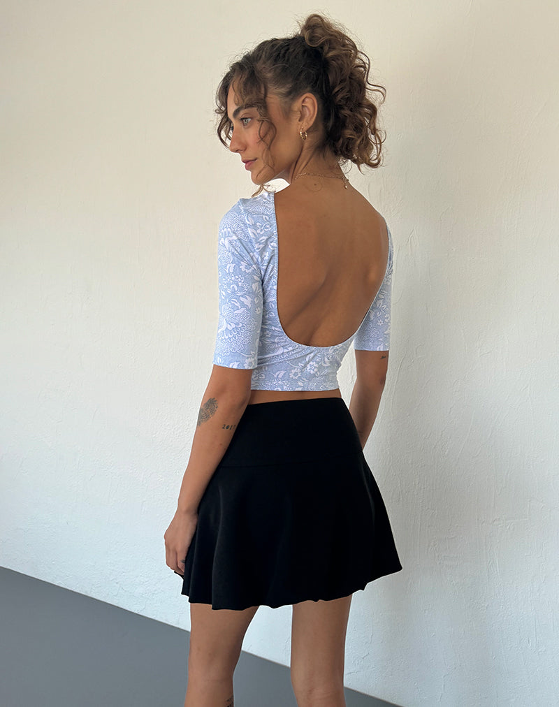 Top Xiwani en licra blanca con estampado ornamentado