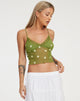 imagen de Yenika Cami Top en Verde Musgo Crema Margarita Embro