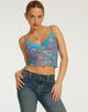 imagen de Yenika Crop Top en Azul Floral Contraste