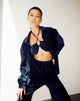 imagen de Yessa Crop Top en Terciopelo Azul Marino