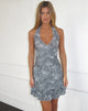 Imagen de Yoriko Mini Vestido Halter en Lurex Azul Plata