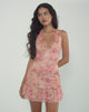 Imagen de Yoriko Mini Vestido Cuello Haltern en Smoky Floral Peach