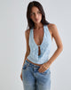 Imagen de Yukari Plunge Top en malla Burnout Azul