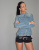 Imagen de Zayn Chaqueta biker entallada en denim azul vintage