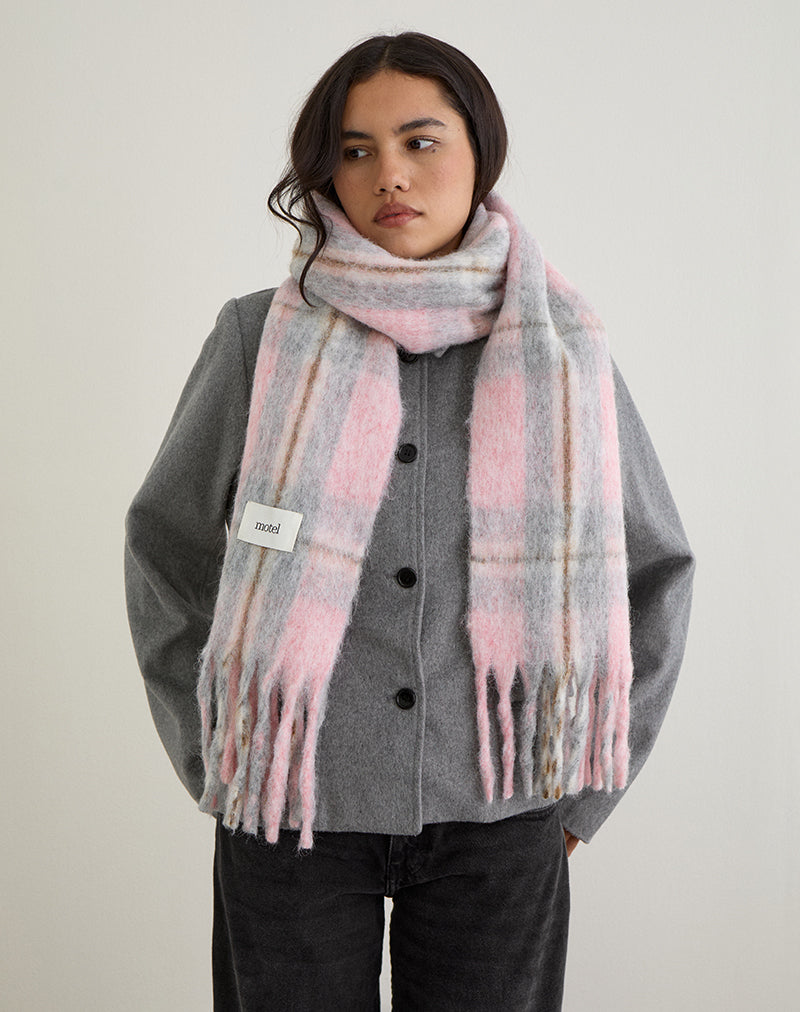 Imagen de Bufanda de lana cepillada Pink Check