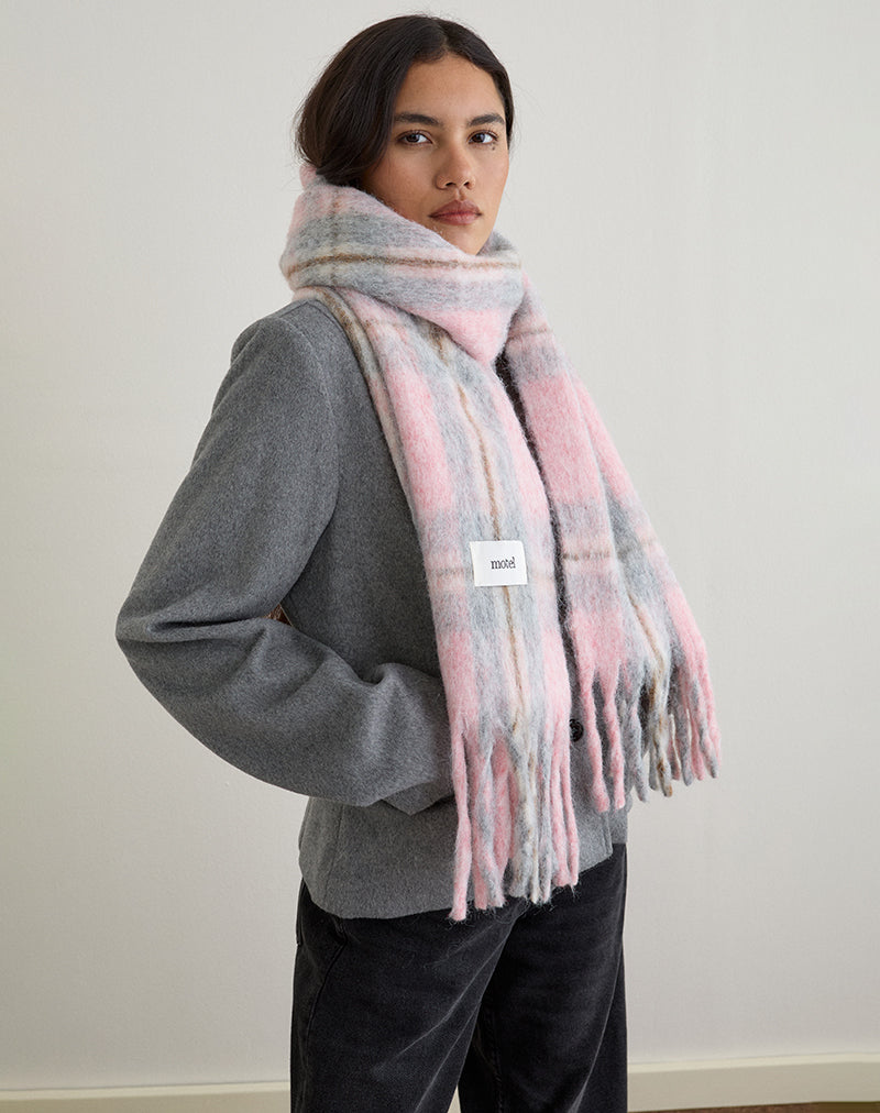 Imagen de Bufanda de lana cepillada Pink Check