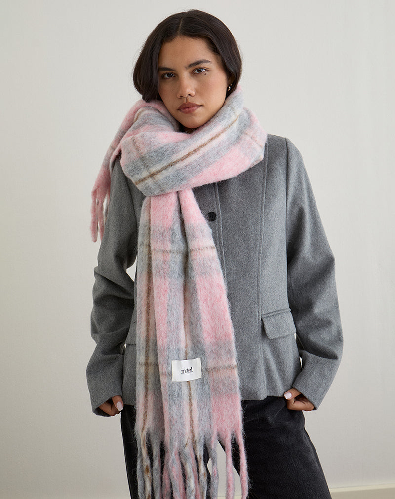 Imagen de Bufanda de lana cepillada Pink Check