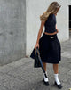 imagen de MOTEL X JACQUIE Neleta Shirred Waist Midi Skirt in Black
