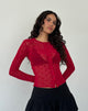 Imagen de la camisa Kahula de malla flocada corazón rojo
