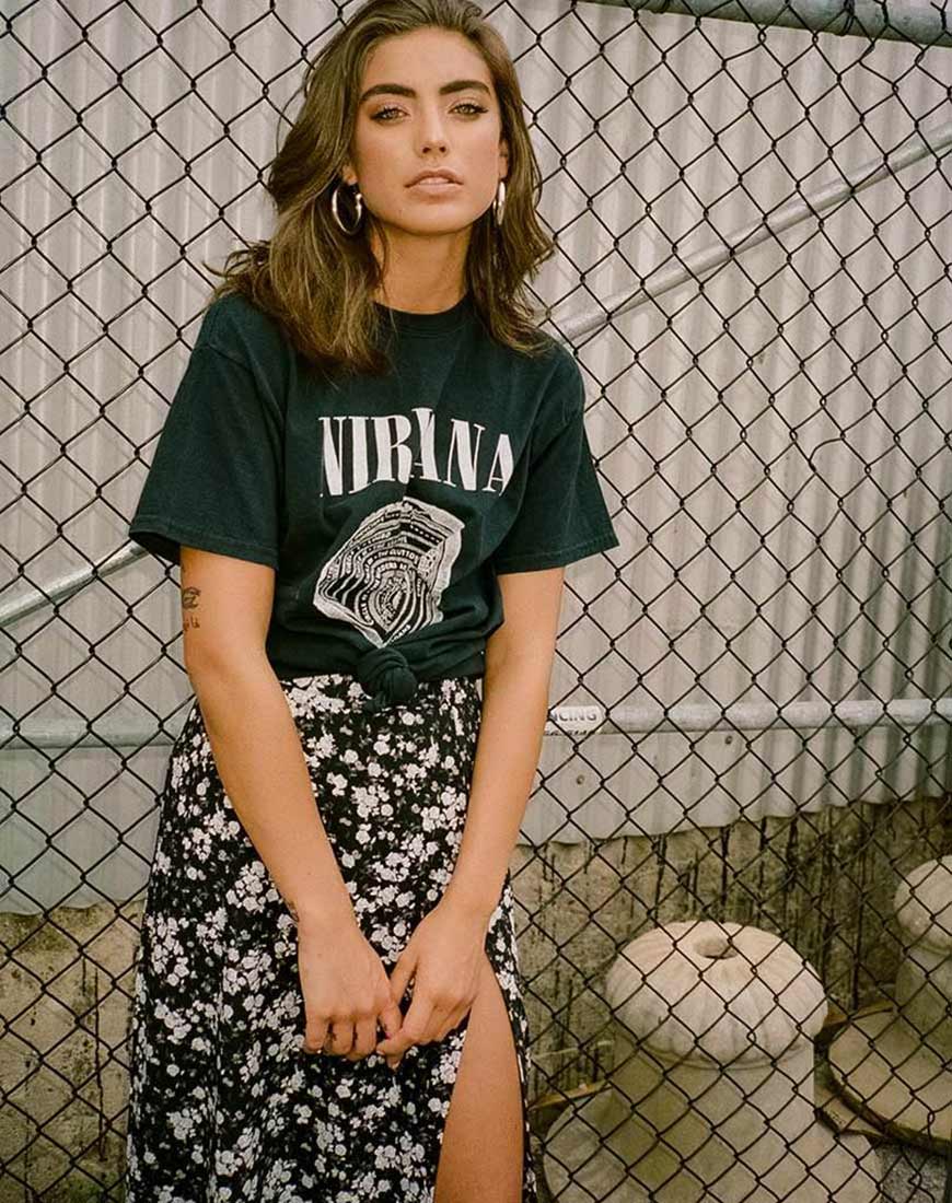 Imagen de Saika Falda Midi en Flor Silvestre Oscura