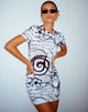 imagen de Dahara Mini Dress in Mono Doodle Black and White