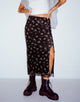 IMAGEN DE Rindai Falda Midi en Femme Floral Negra y Dorada