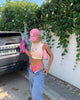 Imagen de Motel X Barbara Kristoffersen Gimon Crop Top in Buttercream Running Away