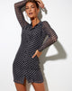 Imagen de Avaya Vestido de malla Diagonal Dogtooth Negro y fuego