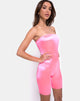 Imagen de Bandeau Unitard en satén rosa fluorescente