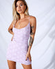 Imagen de Becky Bodycon Dress in Lilac Mesh Daisy White Flock