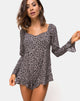 Imagen de Berlo Longsleeve Playsuit in Ditsy Rose Negro