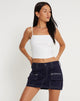 imagen de Betsy MIni Skirt in Navy with White Top Stitch