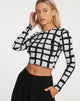 imagen de Bonnie Crop Top en Mono Painted Check Negro