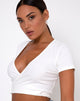 Imagen de Bria Wrap Top en canalé marfil